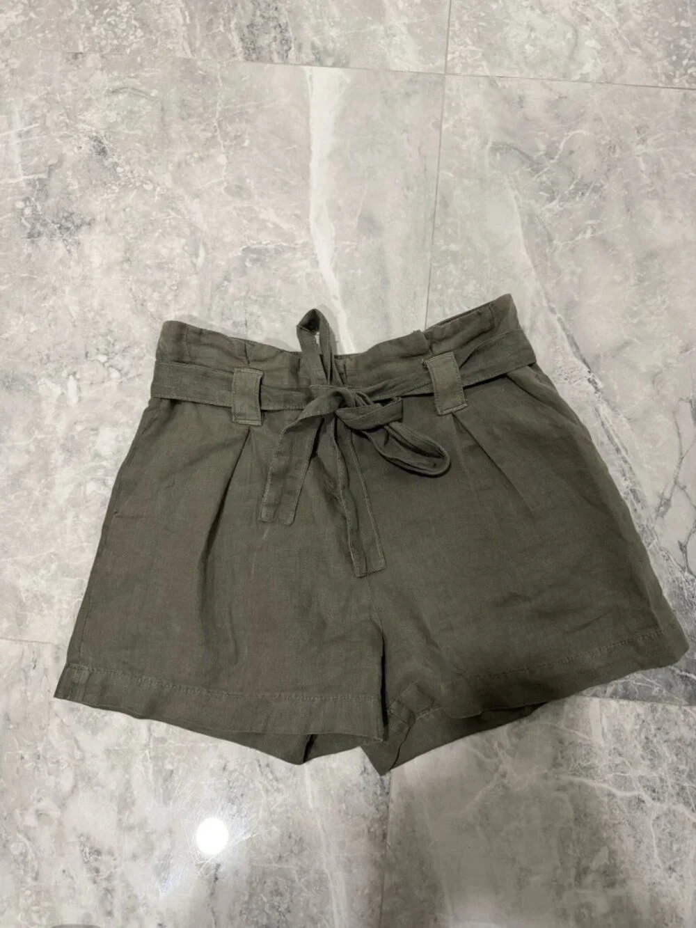 L'Agence Linen Paper Bag Waist Shorts Size 24